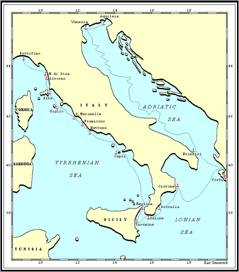 mapa Adriatyku i Morza śródziemnego